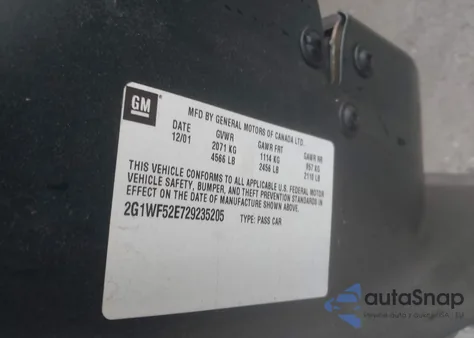 2002 Chevrolet Impala z USA, uszkodzony, nr VIN 2G1WF52E729235205